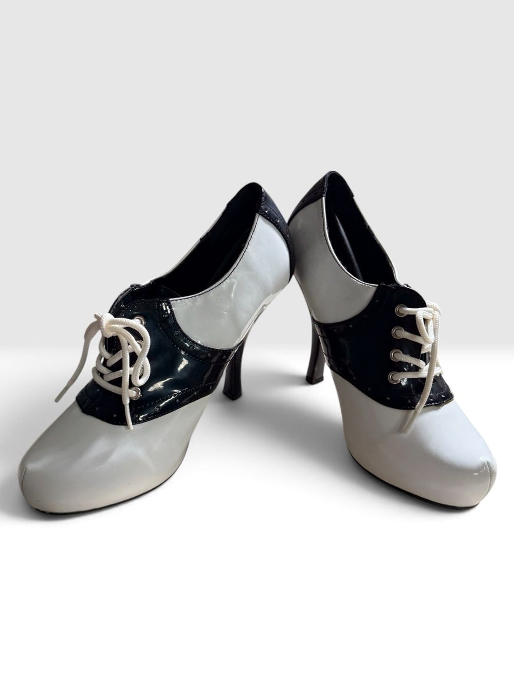 Funtasma Two-Tone Lace-Up Heels in Black and White